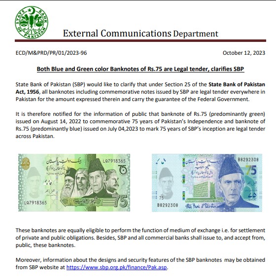 75 rupees note legal tender
