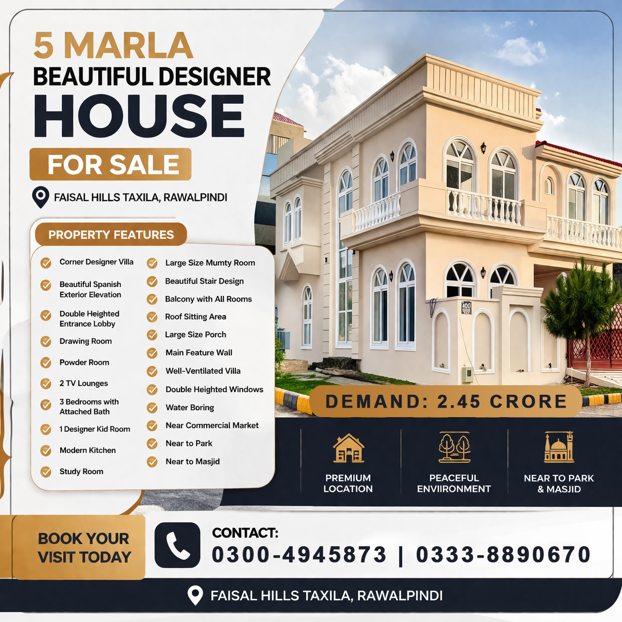 5 Marla Beautiful Designer House for Sale in Faisal Hills